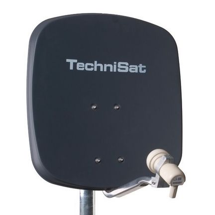 111111 Teilnehmer Sat-Anlage - TechniSat DigiDish 1345-8194  1 Anschluss anthrazit mit Single-LNB 4K / 3D / HDTV ready inkl. Masthalterung