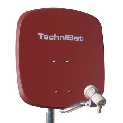 1 Teilnehmer Sat-Anlage - TechniSat DigiDish 1445-8194  1 Anschluss ziegelrot mit Single-LNB 4K / 3D / HDTV ready inkl. Masthalterung