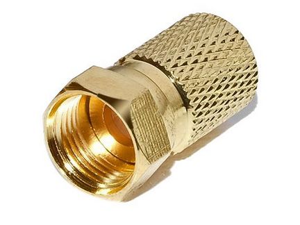 10 Stück - F-Stecker / F-Aufdrehstecker 7.4 mm BigNut gold 