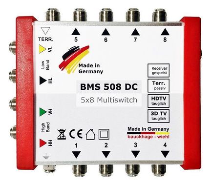 Bauckhage BMS508DC Multischalter 5/8 ohne Netzteil, für 8 Teilnehmer Bauckhage BMS508DC Multischalter 5/8 ohne Netzteil, für 8 Teilnehmer