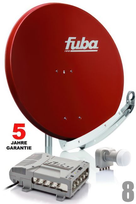 111118 Teilnehmer Sat-Anlage - Fuba Profi85 HD08R Schüsselgröße: 85 cm 8 Anschlüsse ziegelrot 4K / 3D / HDTV ready