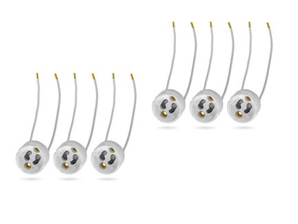 6x GU10 Lampenfassungen Sockel aus Keramik mit Qualitäts Silikonkabel für LED und Halogenleuchtmittel XmediaSat GU10.S6 weiß