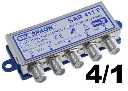 Spaun SAR411WSG DiSEqC Schalter 4/1 | DiSEqC Umschalter 4 Satelliten für 1 Teilnehmer Spaun SAR 411WSG inkl. Wetterschutzgehäuse