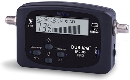 Satfinder - DUR-line SF 2500 Pro Digitales Messgerät zur exakten Justierung Ihrer Satelliten-Antennen hohe Eingangsempfindlichkeit