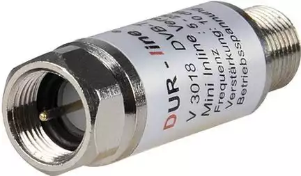 DUR-line V3018 Mini Inline Verstärker Verstärkung 18 dB für Sat und DVB-T2 5-2500 MHz