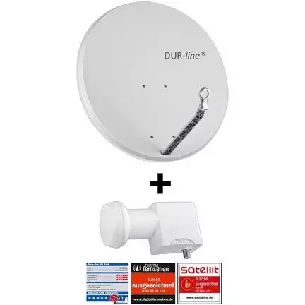 24 Teilnehmer Set 90 cm - Qualitäts-Sat-Komplettanlage 12430 Select 85cm/90cm ALU Spiegel/Schüssel DUR-line + Unicable LNB hellgrau - für 24 Receiver/TV [Neuste Technik DVB-S2 4K 3D]