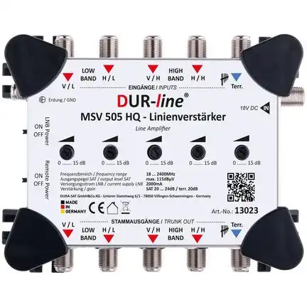 DUR-line MSV 505 HQ - Linienverstärker 5 IN / 5 OUT SAT 20dB 