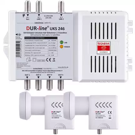 11111DUR-line 13249  Unicable / Einkabelset für 24 Teilnehmer 2 Satelliten 