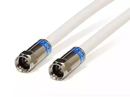 1111120m Sat-Kabel mit F-Steckern - Kathrein LCD111A+2QM20  Länge: 20 m 6.9 mm 130 dB Class A++ weiß mit wasserdichten Kompressionsteckern