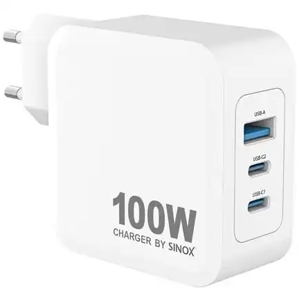 11111sinox Pro SXP 6100  2x USB-C / USB-A Schnellladegerät 100 Watt 2x USB-C und USB-A Anschluss weiß