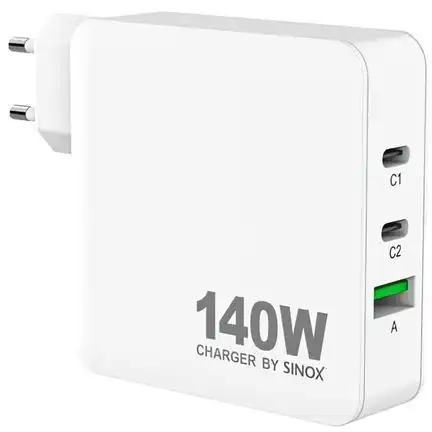 11111sinox Pro SXP 6140  2x USB-C / USB-A Schnellladegerät 140 Watt 2x USB-C und USB-A Anschluss weiß