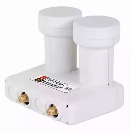 11111Twin Monoblock LNB - Opticum Doppel LNB LMTP-04H Astra + Hotbird für 2 Teilnehmer 3D & 4K ready 2 Satelliten