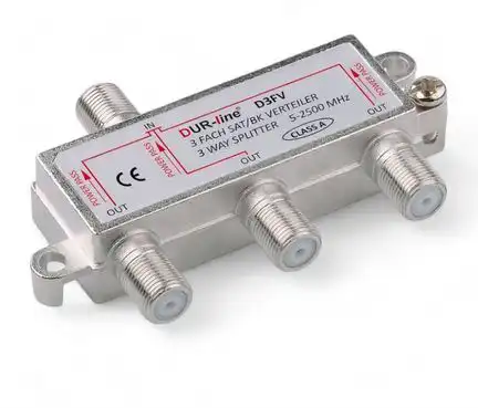 DUR-line SAT & BK-Verteiler - Class A - 3-Fach Splitter - voll geschirmt - Verteiler 3-fach Unicable & HD tauglich DUR-line D3FV - für Satelliten-Anlagen(DVB-S2) - BK - UKW Radio - DC-Durchlass - TV Antennen Fernseh Verteiler