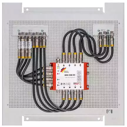 Multischalterpanel 5/8 - XmediaSat MP-BMS508ECO für 8 Teilnehmer vormontiert mit Potentialausgleich und Überspannungsschutz