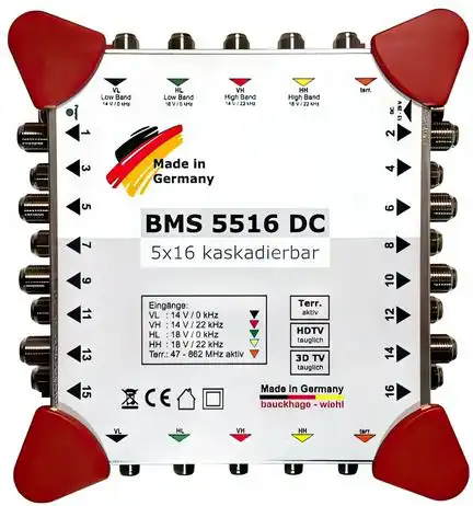 11111Multischalter 5/16 - Bauckhage BMS5516DC Kaskade für 16 Teilnehmer 