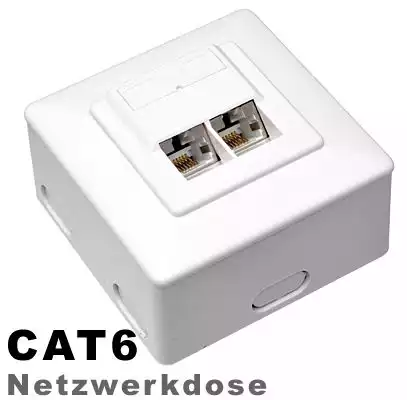 Wentronic CAT6AP-W Cat6 Netzwerkdose CAT6 AUP-W für Auf- und Unterputzmontage weiß