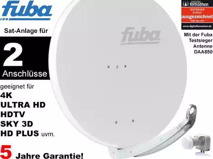 111112 Teilnehmer Sat-Anlage - Fuba Profi85 DEK206W Schüsselgröße: 85 cm 2 Anschlüsse weiß 4K / 3D / HDTV ready