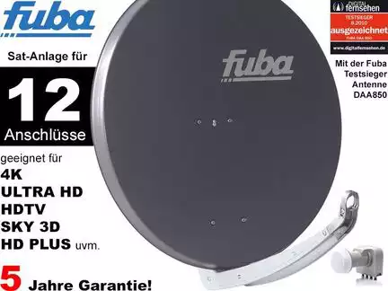 1111112 Teilnehmer Sat-Anlage - Fuba Profi85 HD12A Schüsselgröße: 85 cm 12 Anschlüsse anthrazit 4K / 3D / HDTV ready