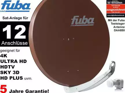 1111112 Teilnehmer Sat-Anlage - Fuba Profi85 HD12R Schüsselgröße: 85 cm 12 Anschlüsse ziegelrot 4K / 3D / HDTV ready