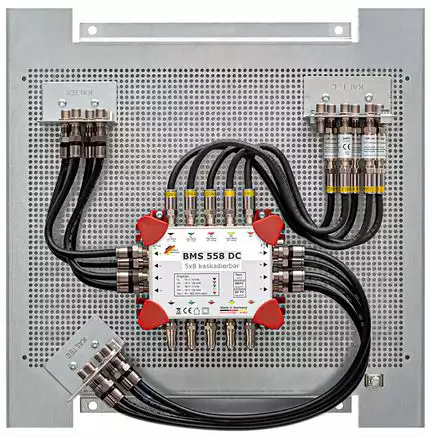 11111Multischalterpanel 5/8 - XmediaSat MP-BMS558DC-44 für 8 Teilnehmer Kaskade vormontiert mit Potentialausgleich und Überspannungsschutz