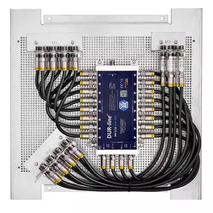 11111Multischalterpanel 5/16 - XmediaSat MP-DMS516ECO für 16 Teilnehmer vormontiert mit Potentialausgleich und Überspannungsschutz