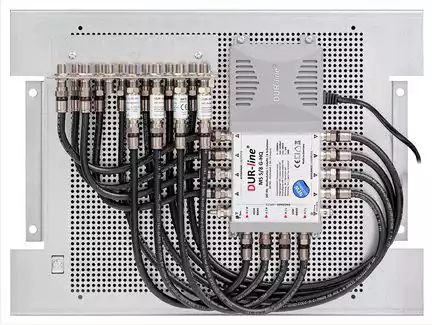 11111Multischalterpanel 5/8 - XmediaSat MP-DMS58 für 8 Teilnehmer vormontiert mit Potentialausgleich und Überspannungsschutz