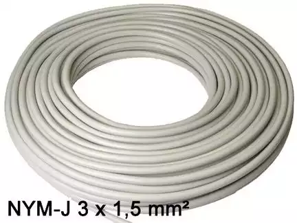 10 Meter - Mantelleitung NYM-J Kabel 3 x 1.5 mm² 3 adriges Installationskabel nach DIN VDE 0250-204