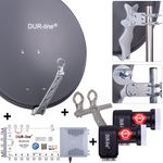 DUR-line 8 Teilnehmer Set 80 cm - Qualitäts-Sat-Komplettanlage 12396 