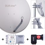 DUR-line 8 Teilnehmer Set 90 cm - Qualitäts-Sat-Komplettanlage 12433 